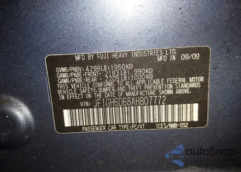 2010 Subaru Impreza Outback Sport из США, поврежденный, VIN JF1GH6D68AH807772